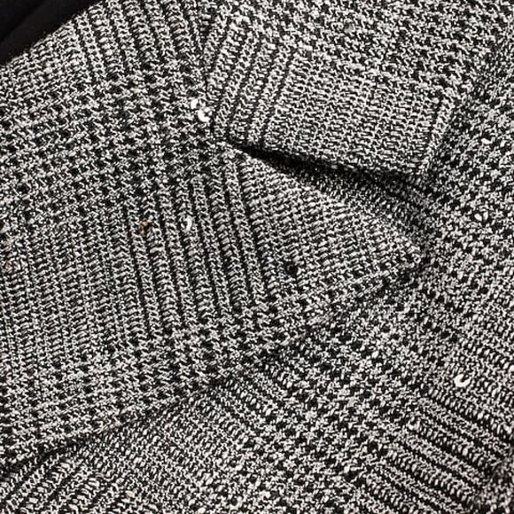 🎄 NWT 🛍️ EXPRESS SEQUIN PLAID DOUBLE BREASTED HOLIDAY TWEED LIKE BLAZER DRESS - Picture 4 of 6